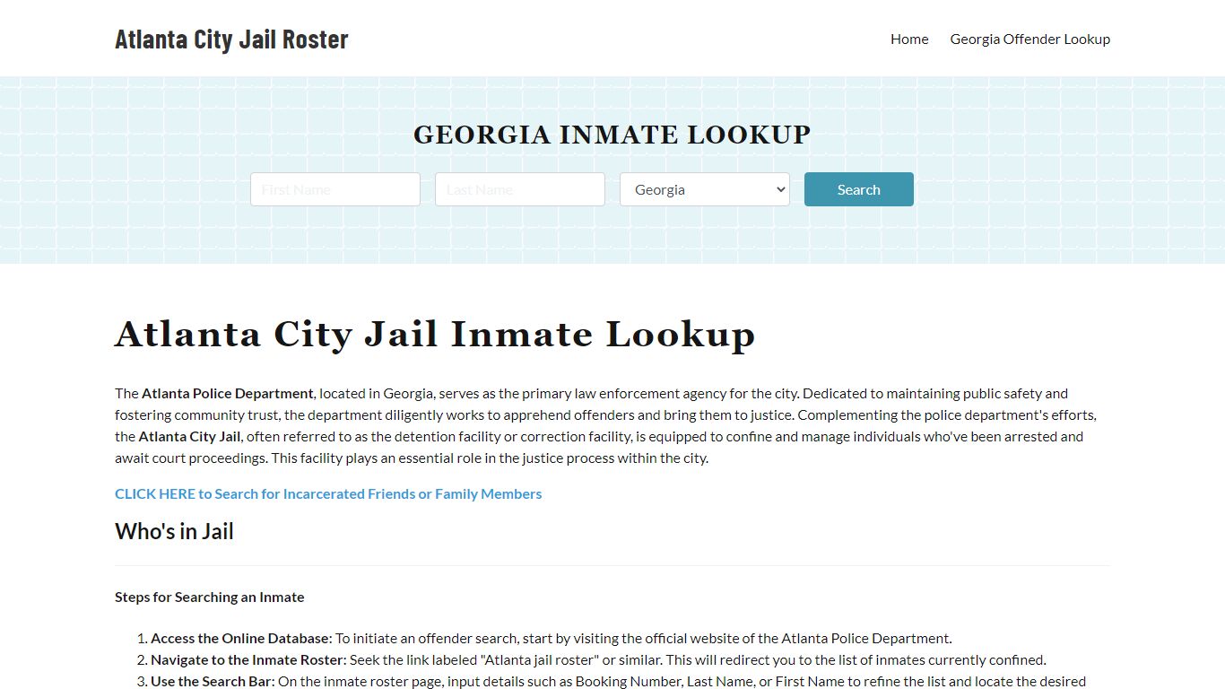 Atlanta Police Department & City Jail, GA Inmate Roster, Arrests, Mugshots